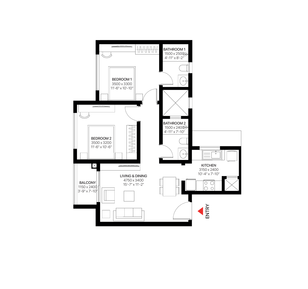 2 BHK Luxe